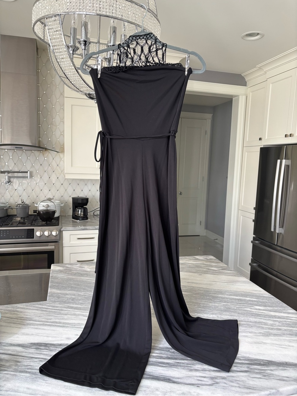 Lauren Ralph Lauren Black Strapless Wide-Leg Jumpsuit size XS HIPPY BO HO